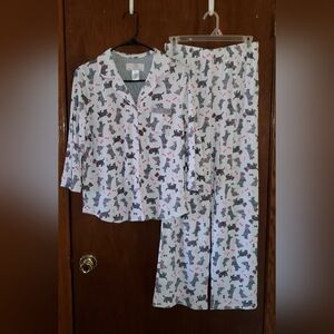 Karen Neuburger Scottie Print Pajamas Set Sz Small